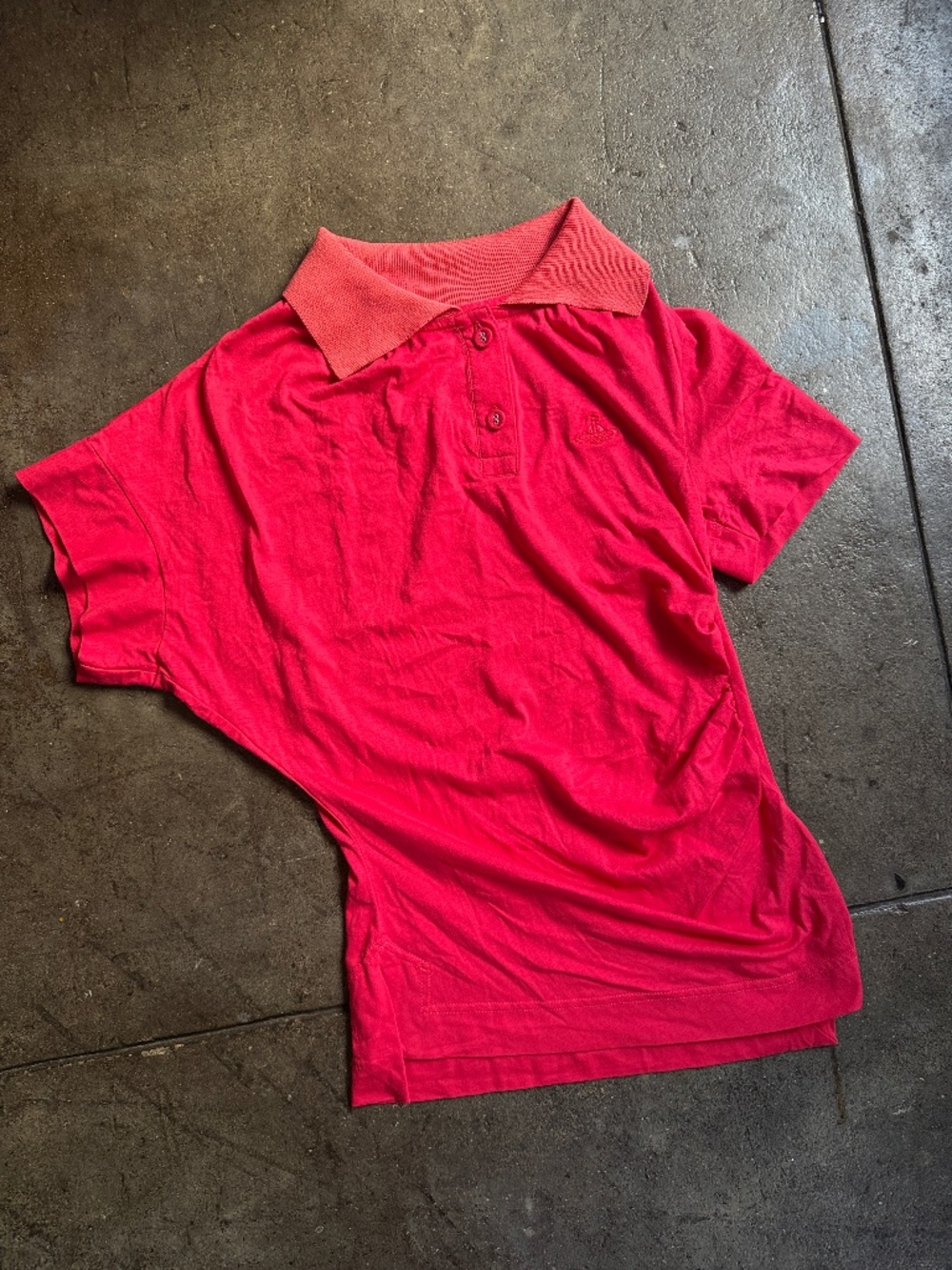 Vivienne Westwood S/S 2013 Anglomania Assymetrical Red Polo / Embroidered Orb